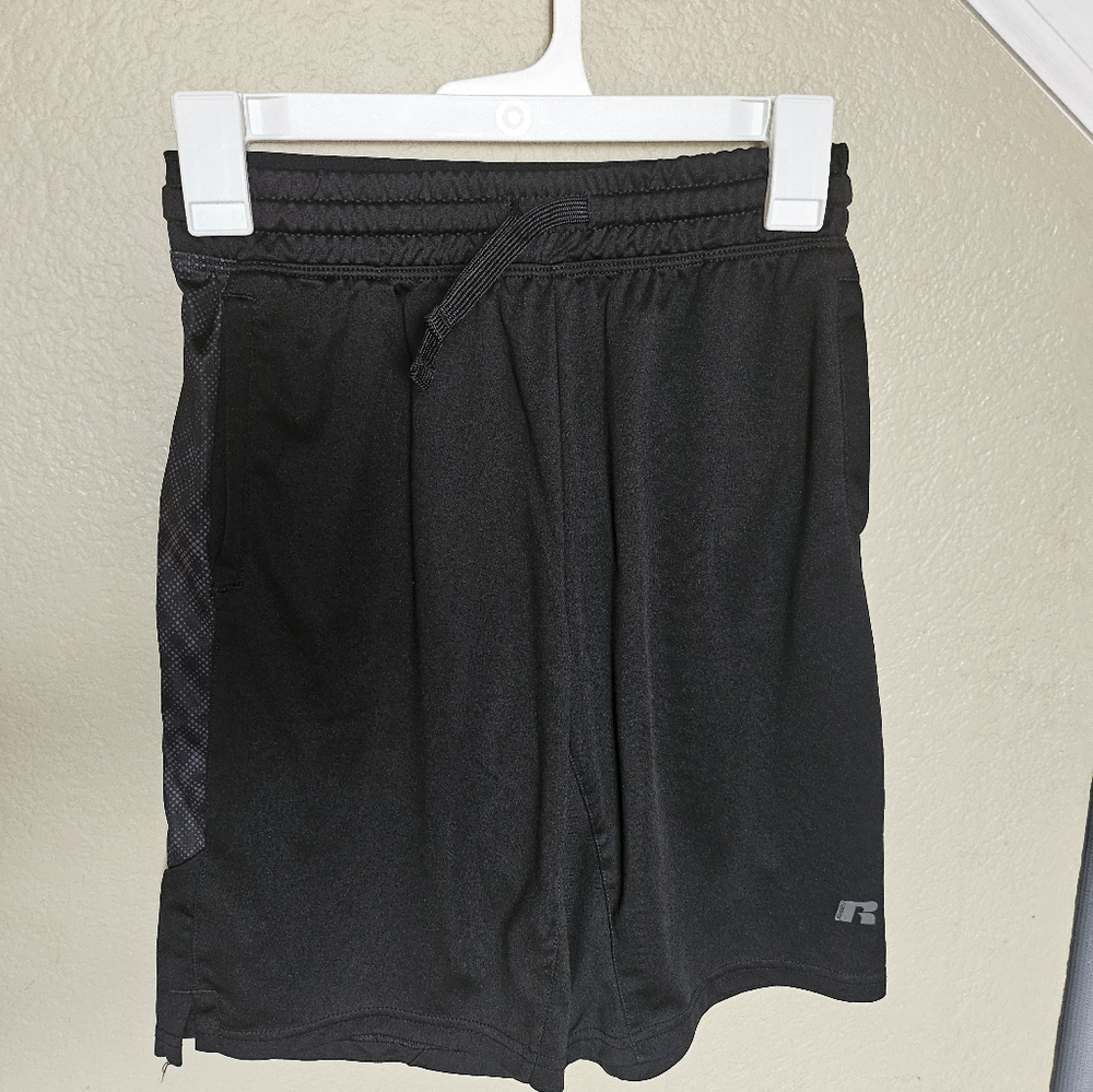 Youth black wicking shorts, gym shorts